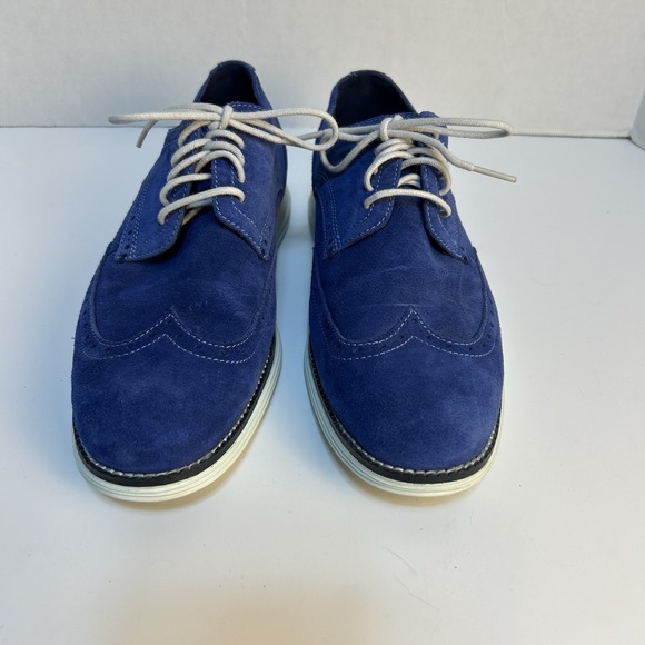 Cole Haan‎ Grand Ambition Men Size 8.5M Blue Suede Wingtip Oxford Shoes (C29679) main image 6